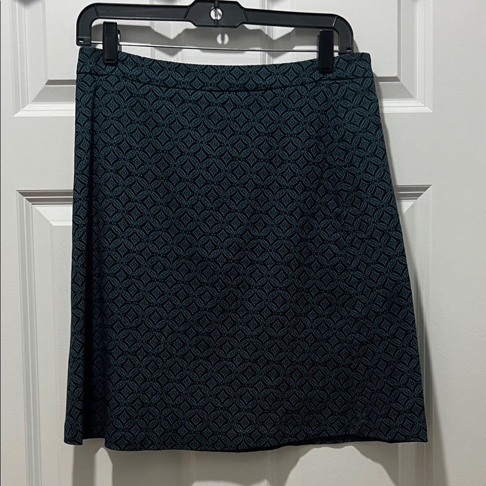 Margaret M Teal Geometric A-Line Skirt